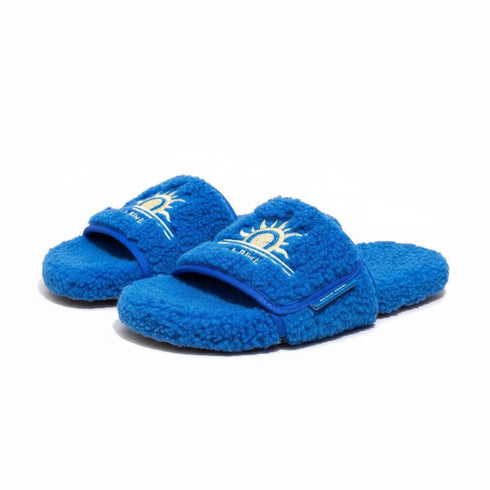 Cozy Sun Embroidered Fuzzy Slides
