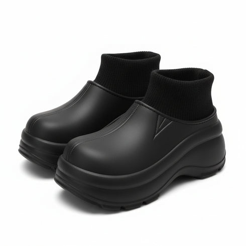 Chunky Knit-Cuff Winter Boots