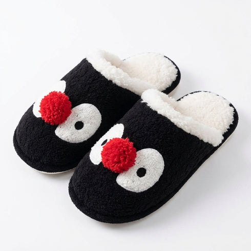 Cartoon Penguin Pompom Plush Slippers