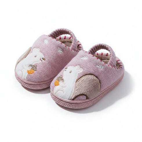 Cozy Squirrel Knit Toddler Slippers