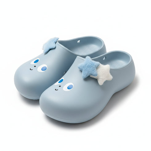 Whimsical Star Face Platform Clogs