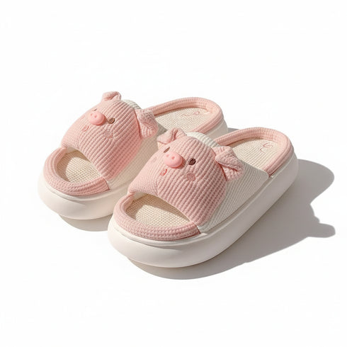 Piggy Face Waffle Strap Slides