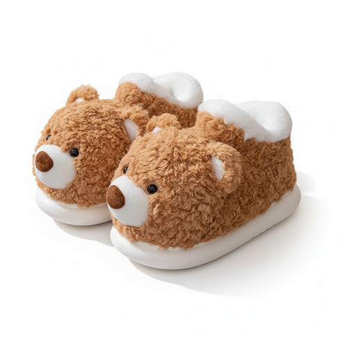 Fuzzy Teddy Bear Bootie Slippers