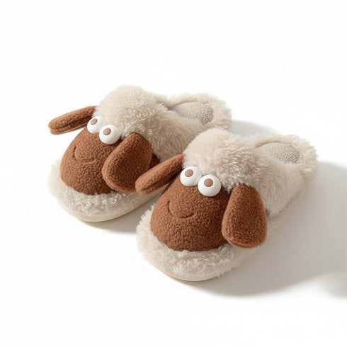 Fuzzy Sheep Character Plush Slippers