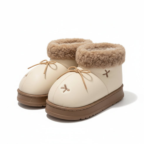 Bow Knot Fuzzy Cuff Snow Boots