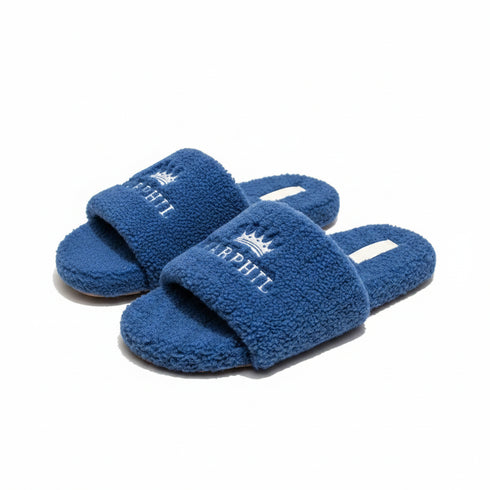 Fuzzy Crown Embroidered Lounge Slides