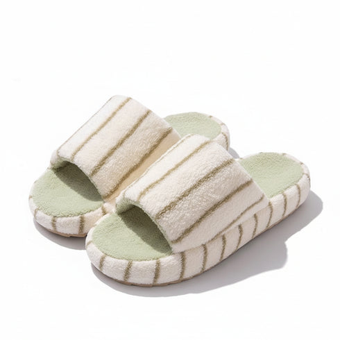 Cozy Striped Terry Texture Slides