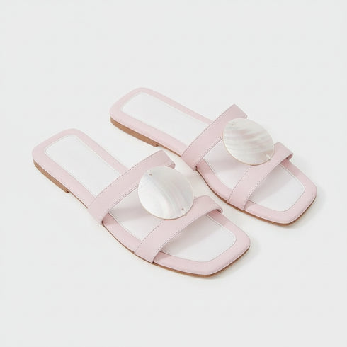 Chic Shell Decor Flat Slides
