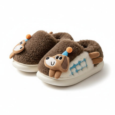 Playful Puppy Plush Winter Slippers