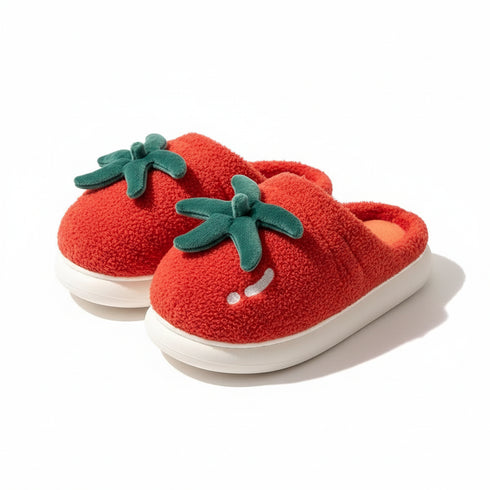 Fuzzy Tomato Fruit House Slippers