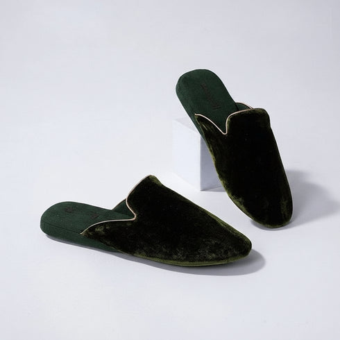 V-Notch Piped Silk-Touch Mules
