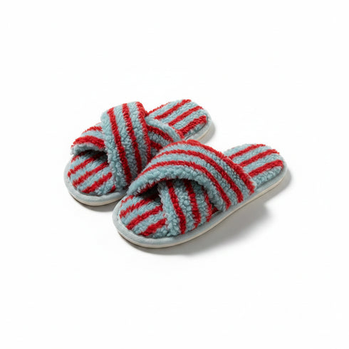 Striped Cross Strap Slippers