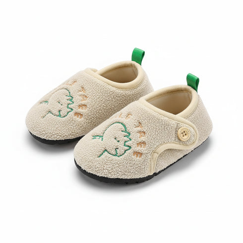 Smile Tree Fleece Button Slippers