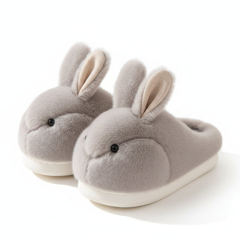 Fuzzy Bunny Ears Plush Slippers