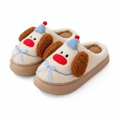 Playful Puppy Ears Fuzzy Slippers