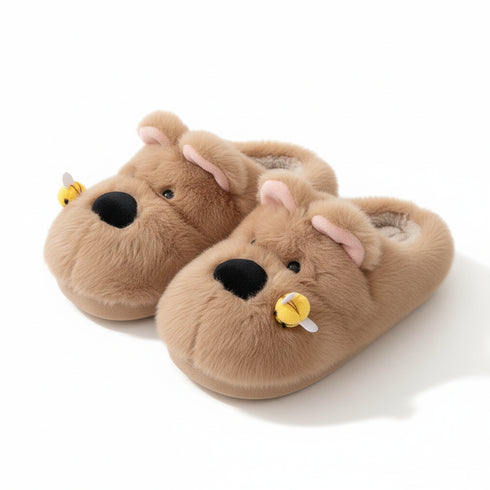 Bee-Kissed Puppy Plush Slippers