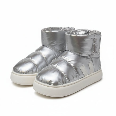 Glossy Padded Velcro Snow Boots