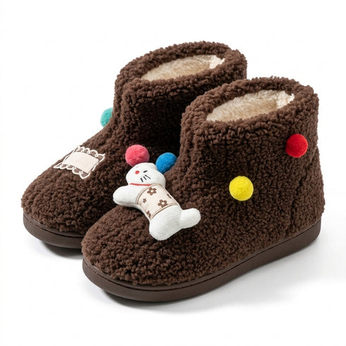 Plush Pompom Cartoon Ankle Boots