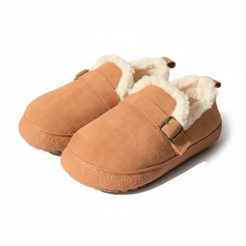 Fleece-Lined Buckle Lounge Clogs