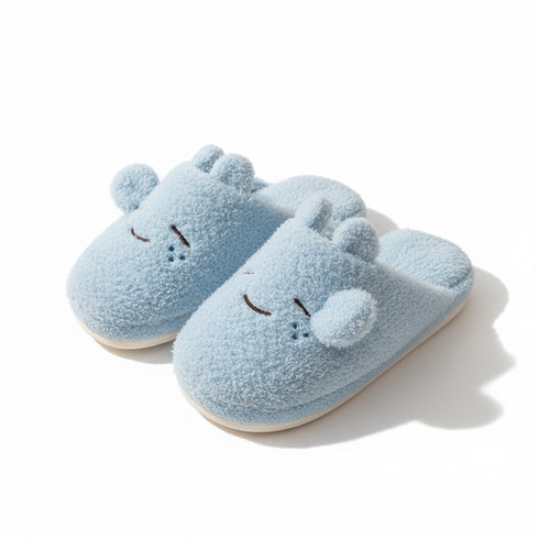 Sleepy Cartoon Face Plush Slippers