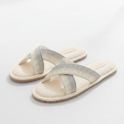 Breezy Woven Cross Strap Slides