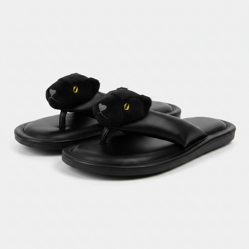 Prowling Panther Puffy Strap Flip Flops