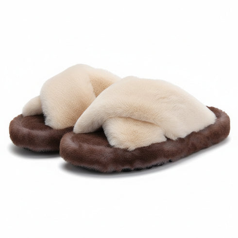 Crisscross Cloud Plush Platform Slippers