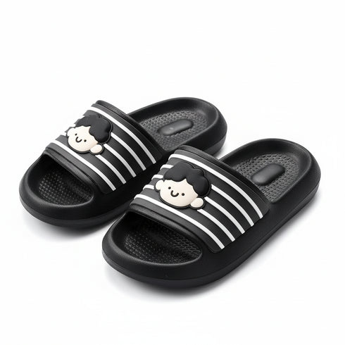 Cartoon Boy Face Striped Slides