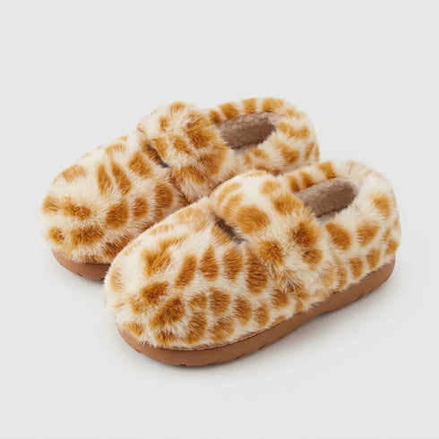 Fuzzy Spotted Mary Jane Slippers