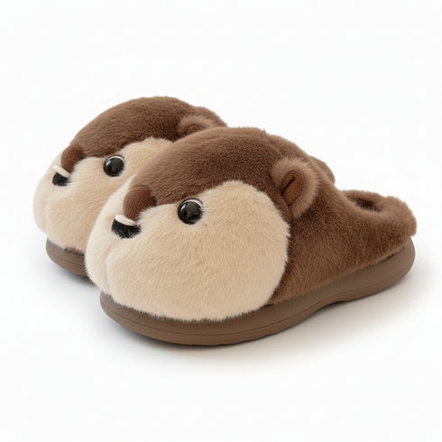 Playful Squirrel Fuzzy House Slippers
