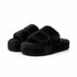 Plush Double-Strap Platform Slippers