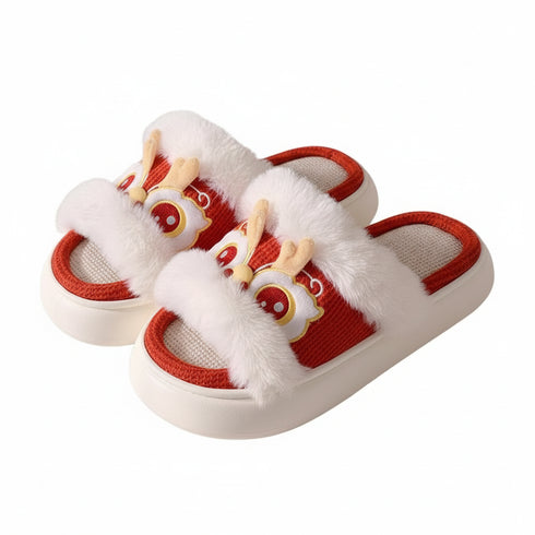 Lion Dance Plush Strap Slides