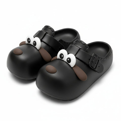 Whimsical Puppy Face Chunky Clogs