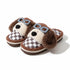Puppy Glasses Checkered Plush Slippers