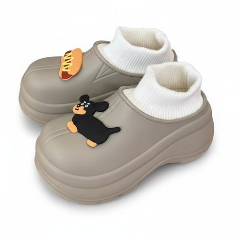 Playful Dachshund Hotdog Platform Boots