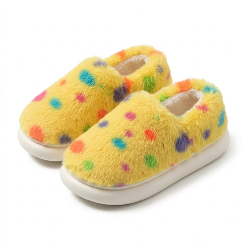 Plush Spotted Platform Winter Slippers