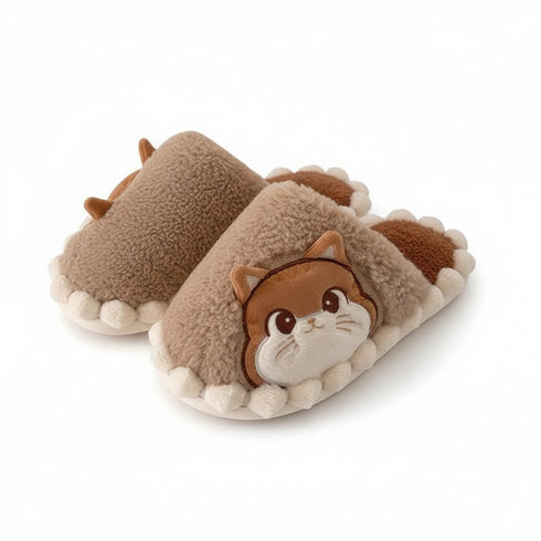 Fuzzy Kitty Face Home Slippers