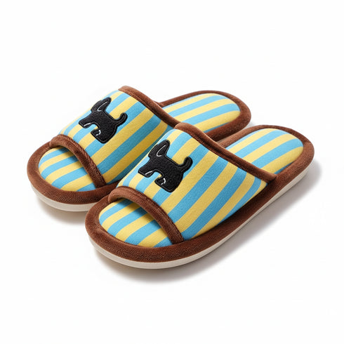 Whimsical Dog Striped Indoor Slippers