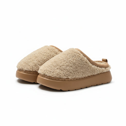 Fuzzy Teddy Fleece Platform Slippers