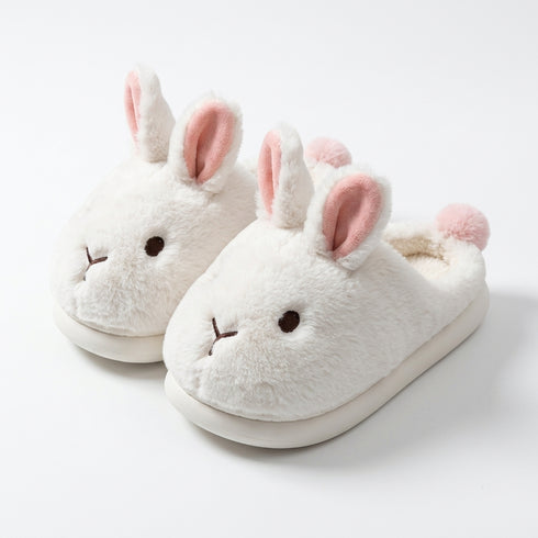 Fluffy Bunny Ear Platform Slippers