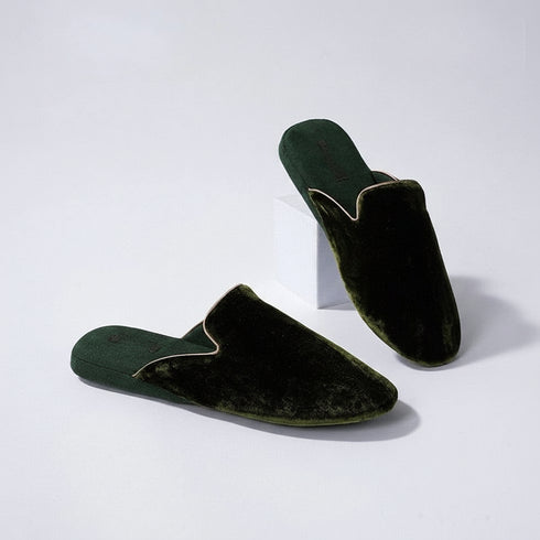 V-Notch Piped Silk-Touch Mules