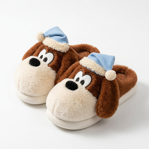 Sleepy Puppy Nightcap Plush Slippers