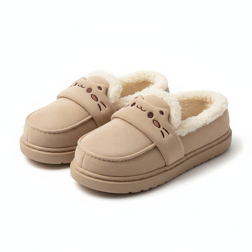 Cat Whisker Plush Platform Slippers
