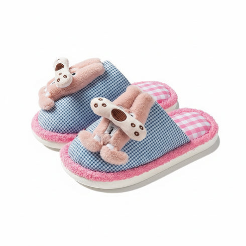 Funny Dog Checkered Warm Slippers