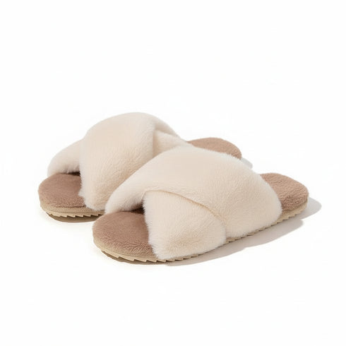 Crisscross Plush Lounge Slippers