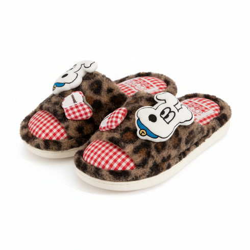 Leopard Dog Patch Gingham Slippers