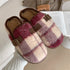 Fuzzy Plaid Buckle Clogs