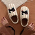 Striped Cat Motif Fuzzy Slippers