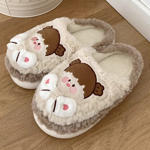 Cartoon Face Fuzzy Home Slippers