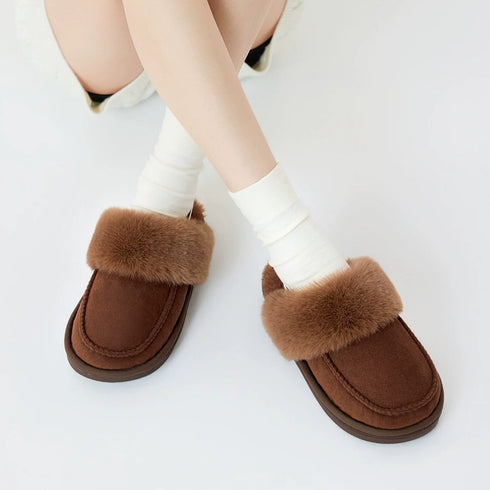 Plush Suede Slingback Platform Slippers